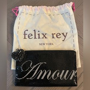 Felix Rey Amour Clutch, black metallic mesh